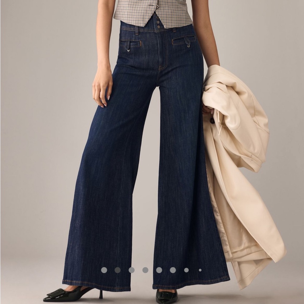 NWT Anthropologie Pilcro Women's Dark Blue Wide-Leg Jeans